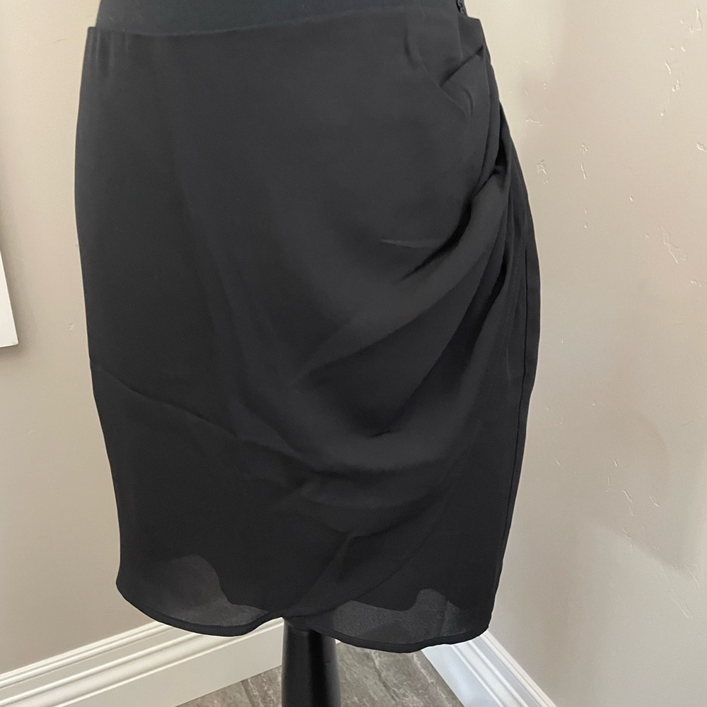Express Black Pleat Asymmetrical Mini Skirt